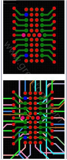 焊盤內(nèi)過孔用于內(nèi)部，而外部引腳在0.5mm柵格上扇出-深圳宏力捷