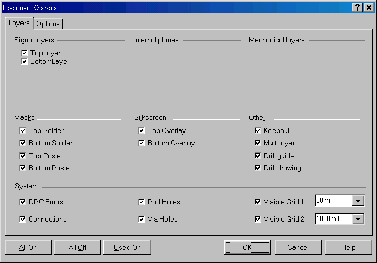 在主功能列，Design >> Option，打開Document Option設(shè)置環(huán)境